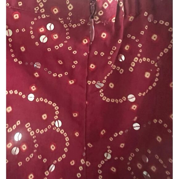 Boho Chic Burgundy Sequin Ruffle Hem Midi Skirt Plus Size 3X Festival Vacation - Picture 3 of 6